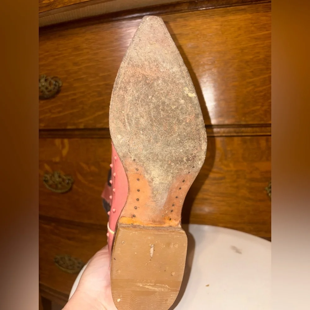 Rouswest Pink Ostrich Cowboy Boots Women’s 5.5 Made in Mexico - Picture 13 of 15
